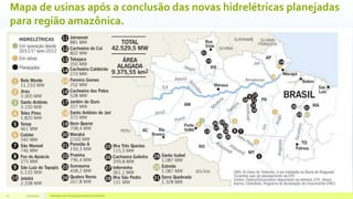 Mapa de usinas após a conclusão das novas hidrelétricas planejadas
para região amazônica.
11/10/2015 Hidrelétricas e Desenvolvimento Sustentável.12
 