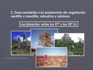 <ul><li>Chagual, Algarrobo, Bosque florido y Fray Jorge </li></ul>2. Zona semiárida con predominio de vegetación xerófita ...