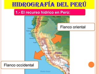 Flanco occidental
Flanco oriental
1.- El recurso hídrico en Perú:
 
