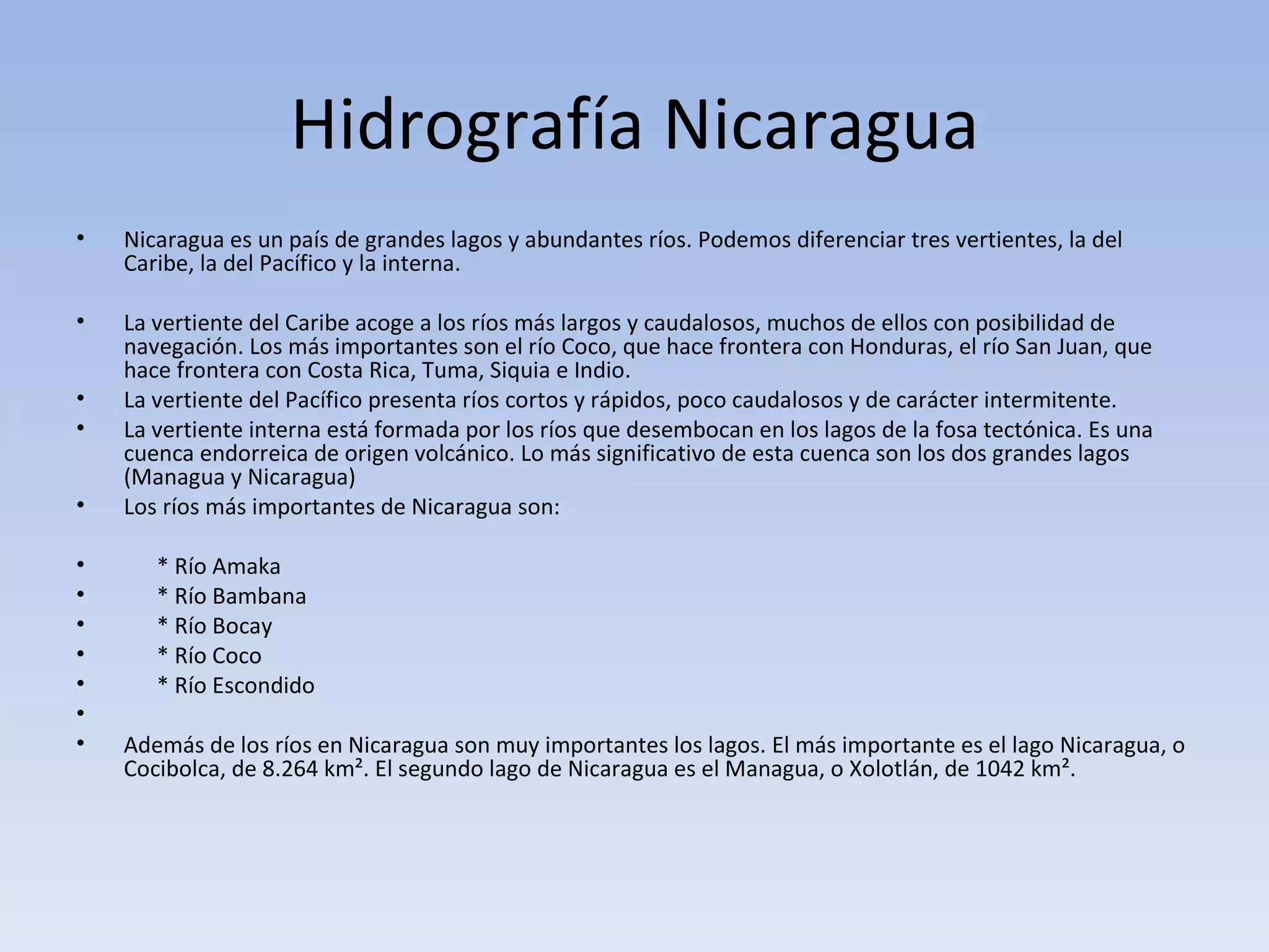 Hidrografía de nicaragua | PPT