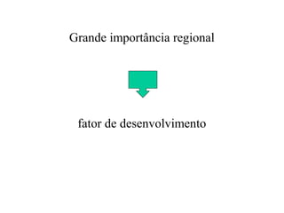 Grande importância regional
fator de desenvolvimento
 