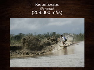Rio amazonas
(Pororoca)
(209.000 m³/s)
 