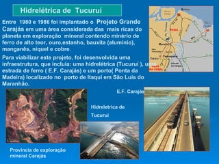 Para viabilizar este projeto, foi desenvolvida uma infraestrutura, que incluía: uma hidrelétrica (Tucuruí ), uma estrada d...