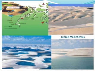 Caracterização do Aquífero GuaraniSua maior ocorrência se dá em território brasileiro (2/3 da área total), abrangendo os Estados de Goiás, Mato Grosso do Sul, Minas Gerais, São Paulo, Paraná, Santa Catarina e Rio Grande do Sul. Esse reservatório de proporções gigantescas de água subterrânea é formado por derrames de basalto ocorridos nos Períodos Triássico, Jurássico e Cretáceo Inferior (entre 200 e 132 milhões de anos).  É constituído pelos sedimentos arenosos da Formação Pirambóia na Base (Formação Buena Vista na Argentina e Uruguai) e arenitos Botucatu no topo (Missiones no Paraguai, Tacuarembó no Uruguai e na Argentina).