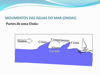 Podemos classificar as ondas em:Marulhos – Ondas lentas e Onduladas.Vagalhões ou Vagas forçadas – Ondas violentas e cavadas.