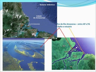 Foz do Rio Amazonas – entre AP e PA
-Delta e estuário
 