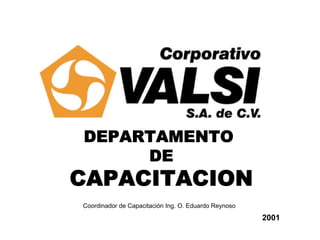 DEPARTAMENTO
DE
CAPACITACION
Coordinador de Capacitación Ing. O. Eduardo Reynoso
2001
 