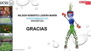 Wilson Roberto Ludeña Marín
WILSON ROBERTO LUDEÑA MARÍN
wiroluma@gmail.com
#954987225
GRACIAS
 