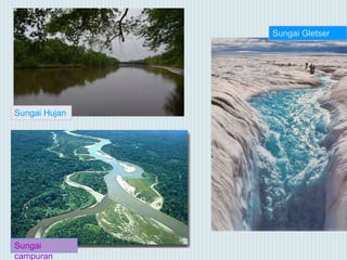 Sungai Hujan
Sungai
campuran
Sungai Gletser
 