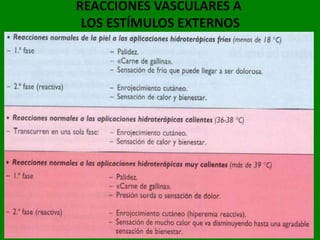 REACCIONES VASCULARES A
 LOS ESTÍMULOS EXTERNOS
 