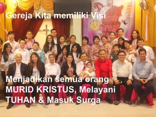Gereja Kita memiliki Visi
Menjadikan semua orang
MURID KRISTUS, Melayani
TUHAN & Masuk Surga
 