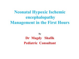 Neonatal Hypoxic Ischemic
encephalopathy
Management in the First Hours
By
Dr Magdy Shafik
Pediatric Consultant
 