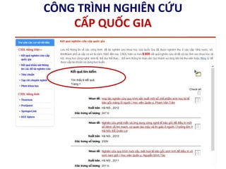 CÔNG TRÌNH NGHIÊN CỨU
CẤP QUỐC GIA
 