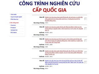 CÔNG TRÌNH NGHIÊN CỨU
CẤP QUỐC GIA
 