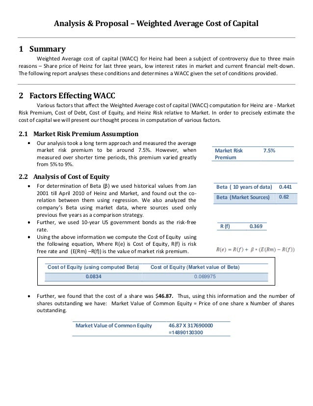 Hienz Wacc Analysis