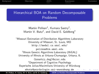 Hierarchical BOA on Random Decomposable Problems