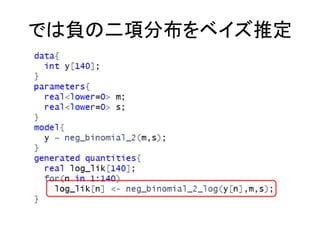 では負の二項分布をベイズ推定
 