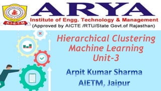 Hierarchical Clustering
Machine Learning
Unit-3
 