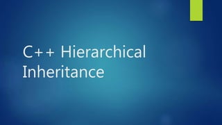C++ Hierarchical
Inheritance
 