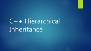 Hierarchical inheritance | PPTX