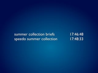 summer collection briefs   17:46:48
speedo summer collection   17:48:33
 