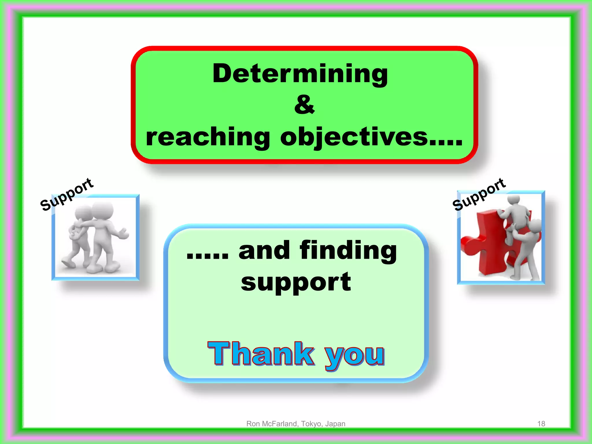 18
….. and finding
support
Ron McFarland, Tokyo, Japan
Determining
&
reaching objectives….
 