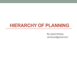 HIERARCHY OF PLANNING
By Ujjwal Shakya
ushakya3@gmail.com
 