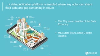 ... a data publication platform is enabled where any actor can share
their data and get something in return
7
 The City as an enabler of the Data
Economy
 More data (from others), better
insights
 