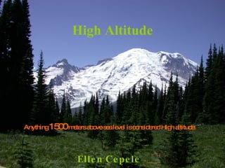 High Altitude Ellen Cepele Anything  1500  meters above sea level is considered High altitude. 