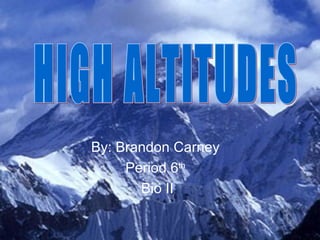 By: Brandon Carney Period 6 th Bio II HIGH ALTITUDES