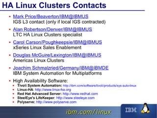 High Availability Linux Clusters