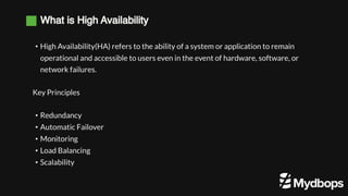 Achieving High Availability in PostgreSQL