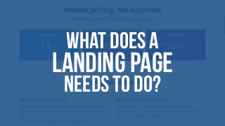 What does a
landing page
needS to do?
 