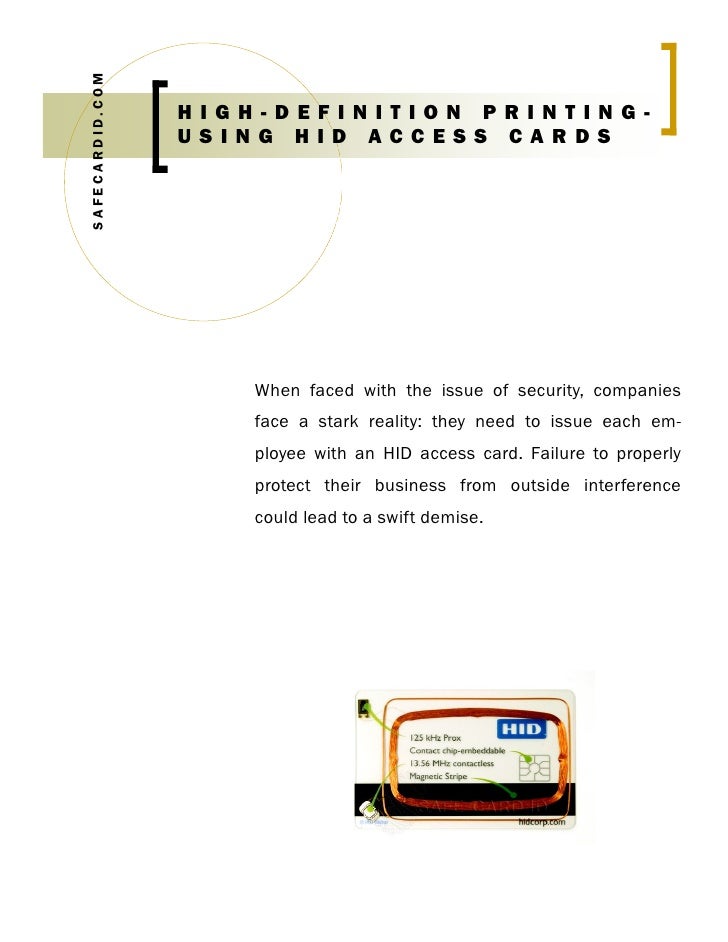High definition printing using hid access cards