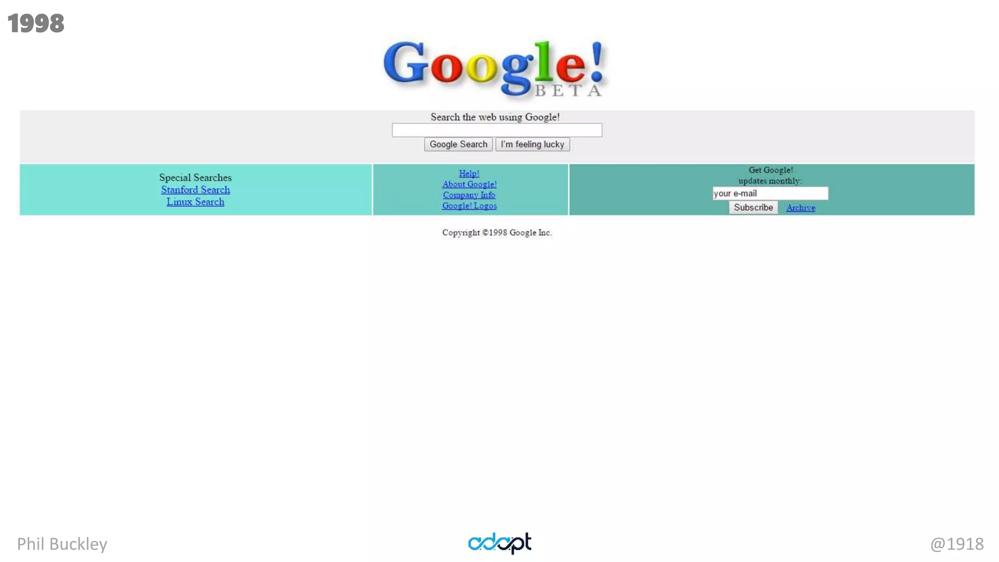 Phil Buckley @1918
1998
 