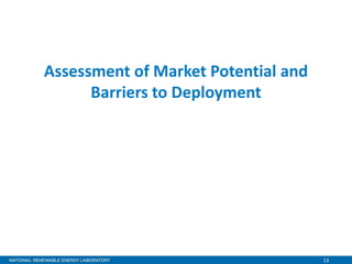 13
Assessment of Market Potential and
Barriers to Deployment
 