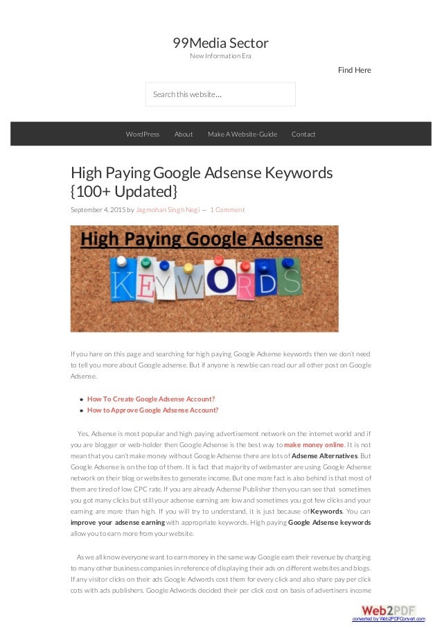 High paying forex keywords