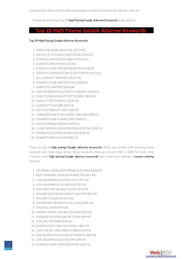 High paying forex keywords