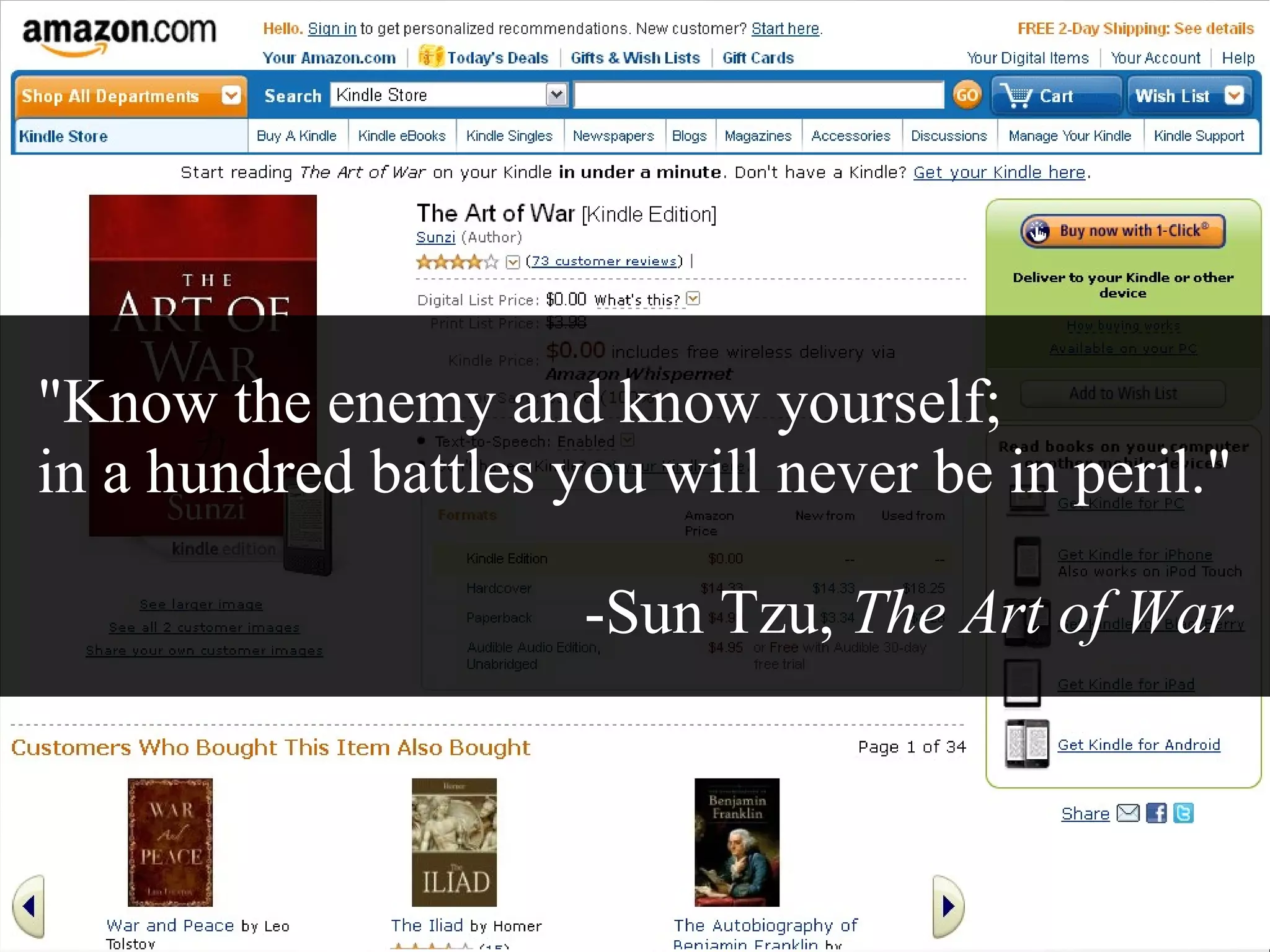 "Know the enemy and know yourself; in a hundred battles you will never be in peril." -Sun Tzu, The Art of War 