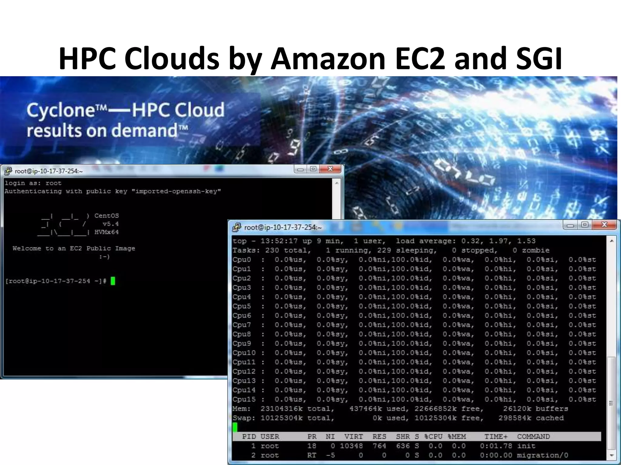 HPC Clouds by Amazon EC2 and SGI