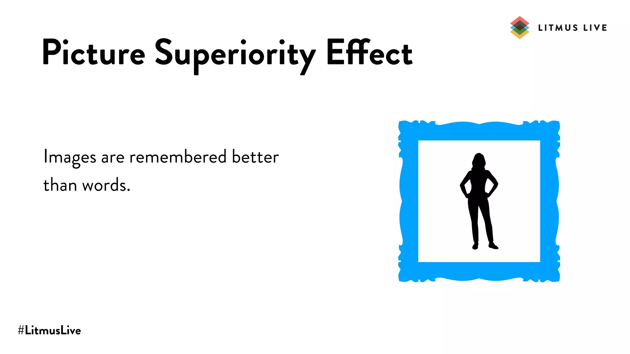 #LitmusLive
Picture Superiority Effect
Images are remembered better
than words.
 
