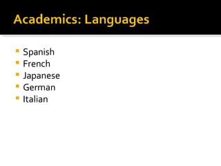 Spanish French Japanese German Italian 