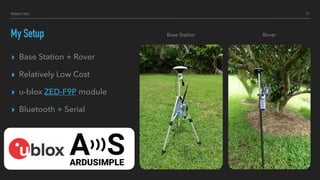 ▸ Base Station + Rover
▸ Relatively Low Cost
▸ u-blox ZED-F9P module
▸ Bluetooth + Serial
▸
My Setup Base Station Rover
11Hillert Inc.
 