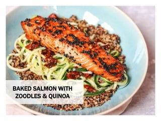WHAT YOU NEED WHAT YOU NEED TO DO
BAKED SALMON WITH
ZOODLES & QUINOA
 