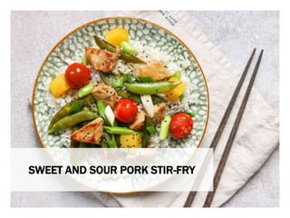 WHAT YOU NEED WHAT YOU NEED TO DO
SWEET AND SOUR PORK STIR-FRY
 