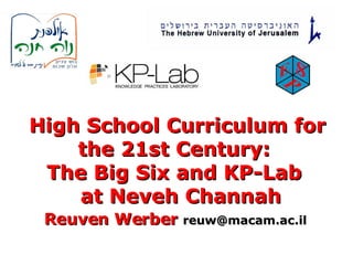 High School Curriculum for the 21st Century :   The Big Six and KP-Lab   at Neveh Channah Reuven Werber   [email_address]   