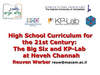 High School Curriculum for the 21st Century :   The Big Six and KP-Lab   at Neveh Channah Reuven Werber   [email_address]   