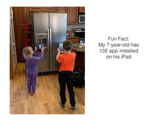 Fun Fact: 
My 7-year-old has
132 app installed
on his iPad
 