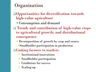 High value agriculture and market linkages in India
