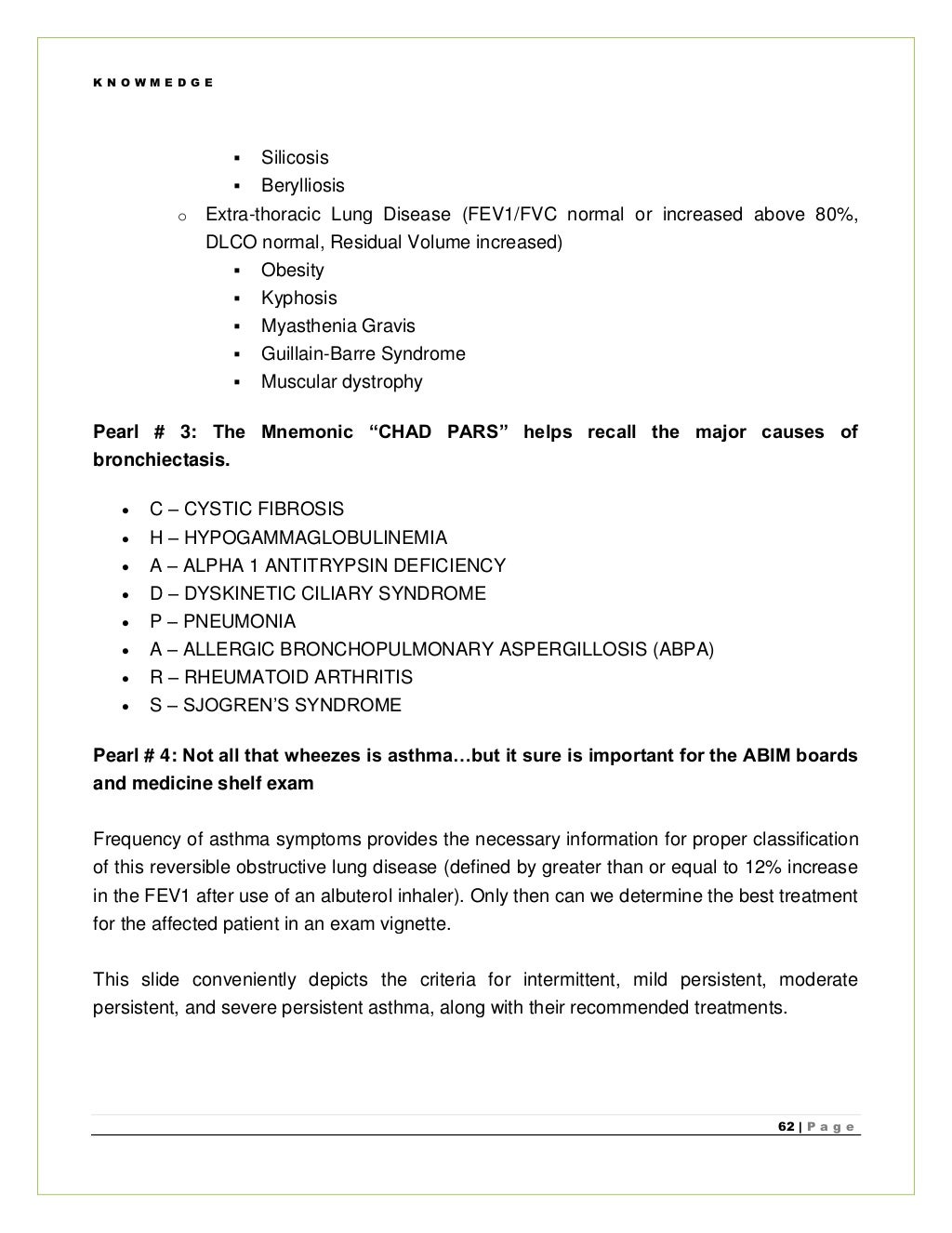 HighYield Internal Medicine Board Review Pearls